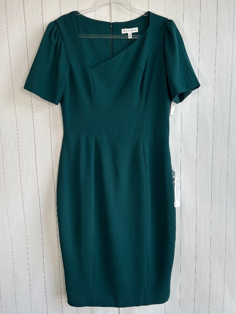 Dress The Population size XL Ruth sheath midi dress green Pine asymmetrical NEW